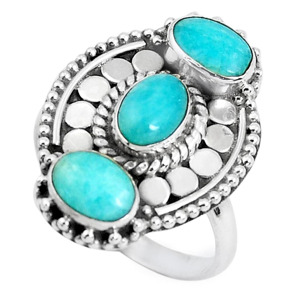 3.42cts natural blue larimar 925 sterling silver ring jewelry size 7 d31389