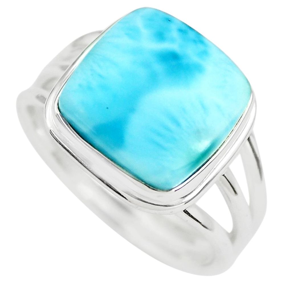 7.12cts natural blue larimar 925 sterling silver solitaire ring size 7 p71151