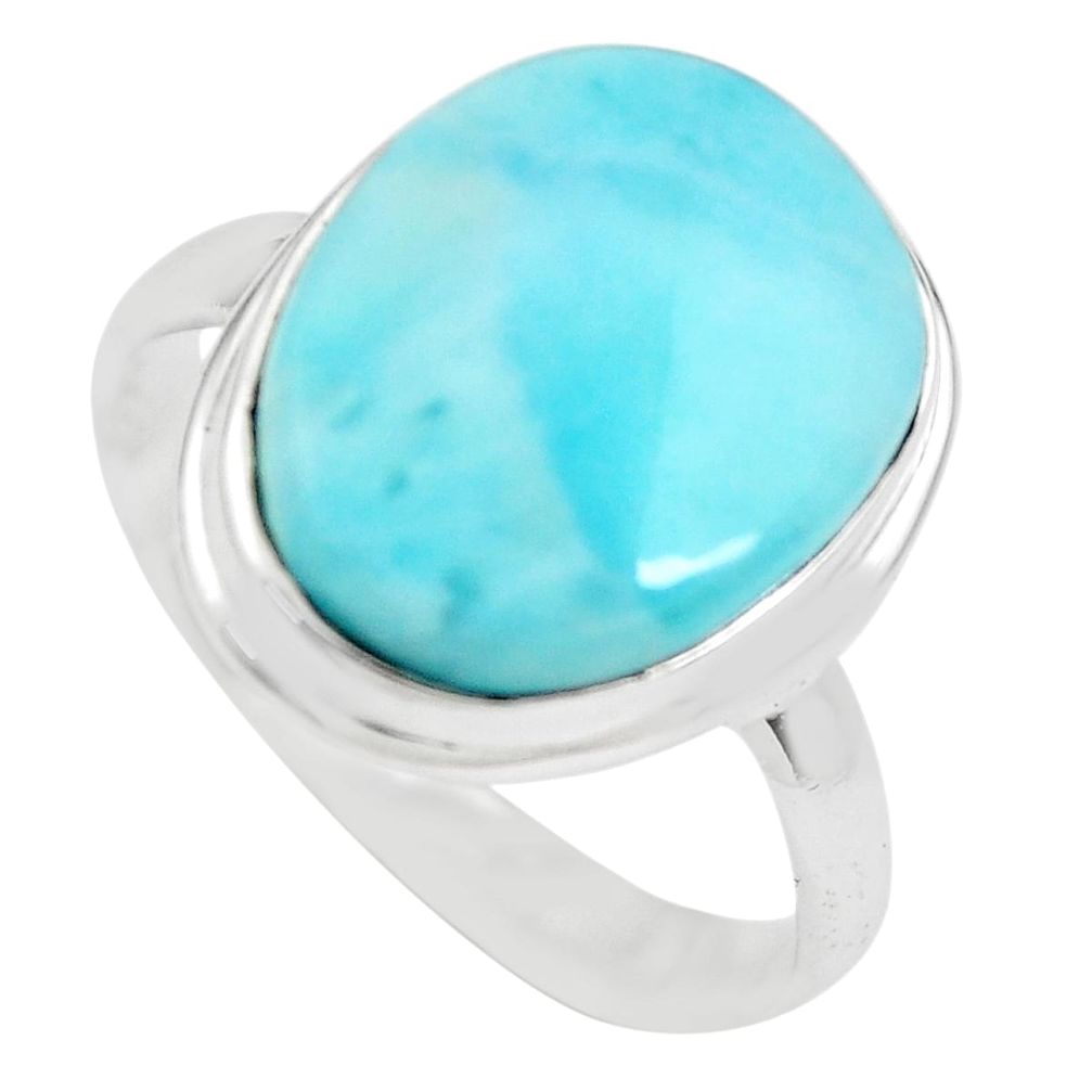 7.97cts natural blue larimar 925 sterling silver solitaire ring size 8 p71183