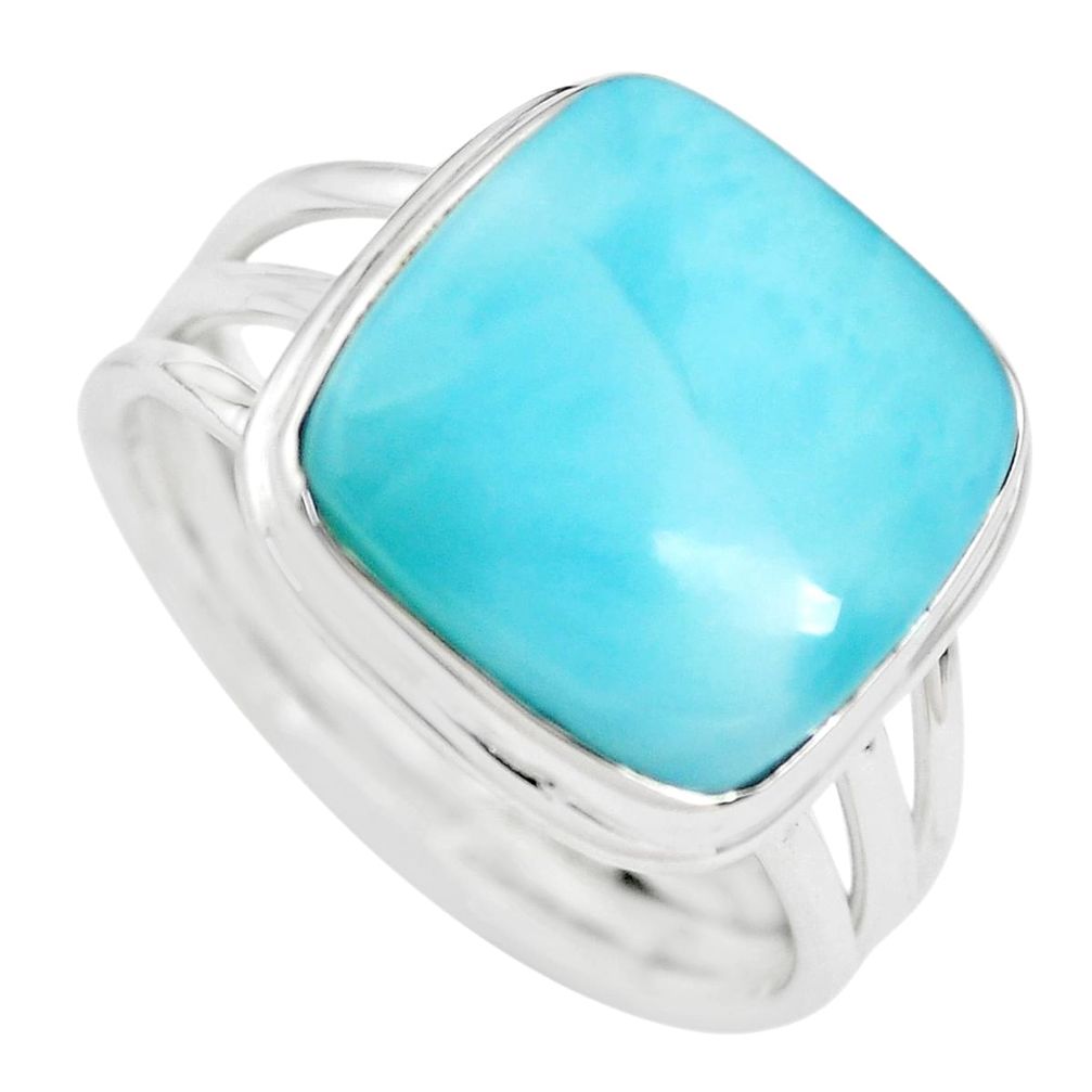 8.80cts natural blue larimar 925 sterling silver solitaire ring size 9 p71199