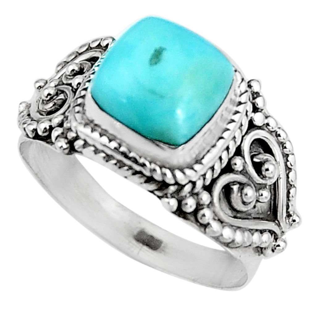 3.52cts natural blue larimar 925 sterling silver solitaire ring size 7 p92514