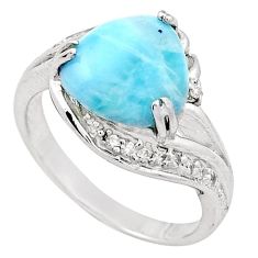 NATURAL BLUE LARIMAR WHITE TOPAZ 925 STERLING SILVER RING JEWELRY SIZE 9 H2828