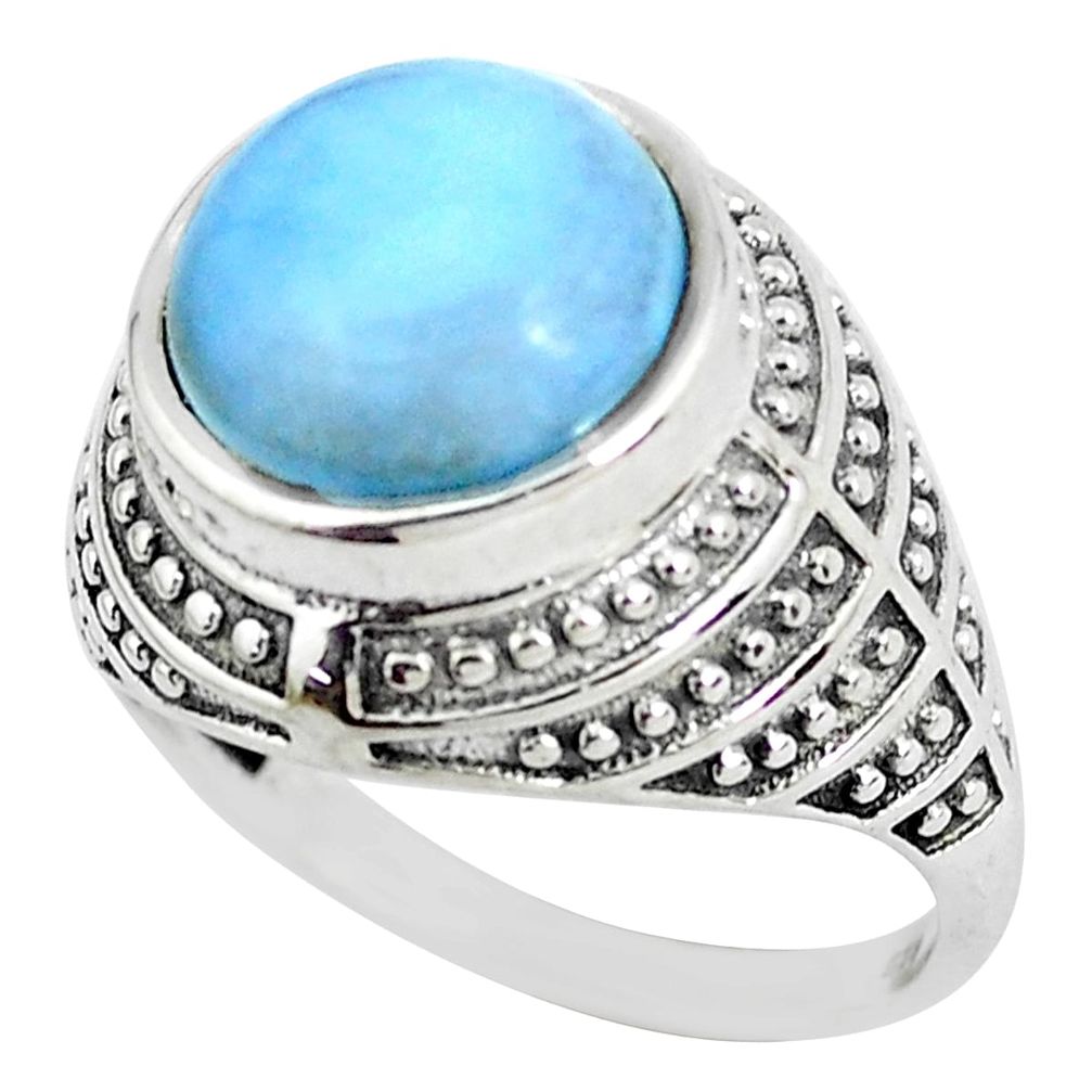 6.76cts natural blue owyhee opal 925 silver solitaire ring jewelry size 8 d31301