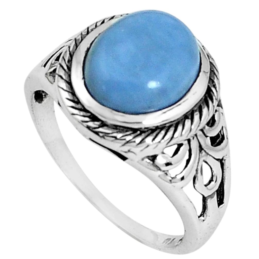 4.05cts natural blue owyhee opal 925 silver solitaire ring jewelry size 8 p33162
