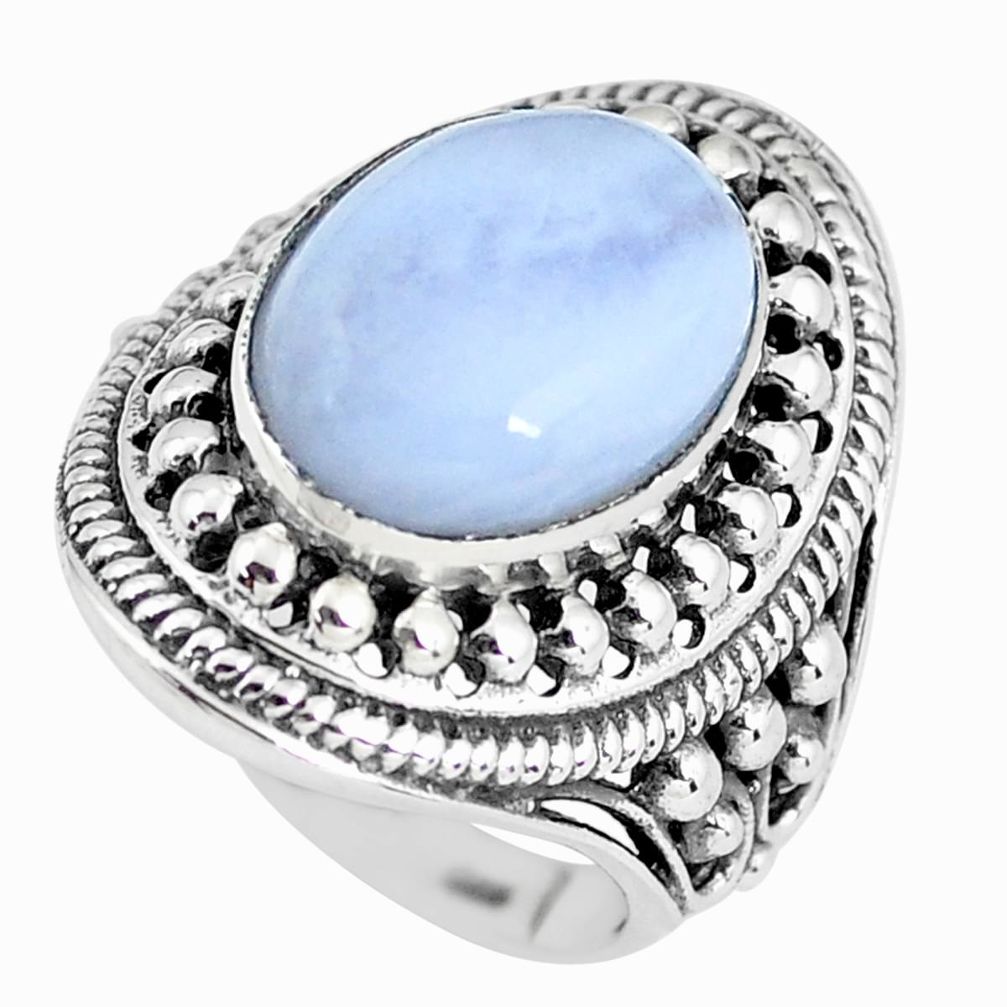 6.92cts natural blue owyhee opal 925 silver solitaire ring jewelry size 7 p61151