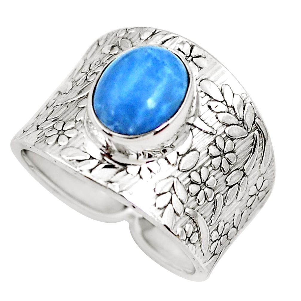 4.40cts natural blue owyhee opal 925 silver solitaire ring size 9.5 p51067