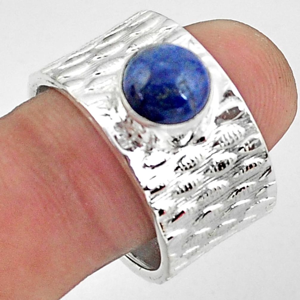 2.94cts natural blue quartz palm stone 925 silver adjustable ring size 10 p57222