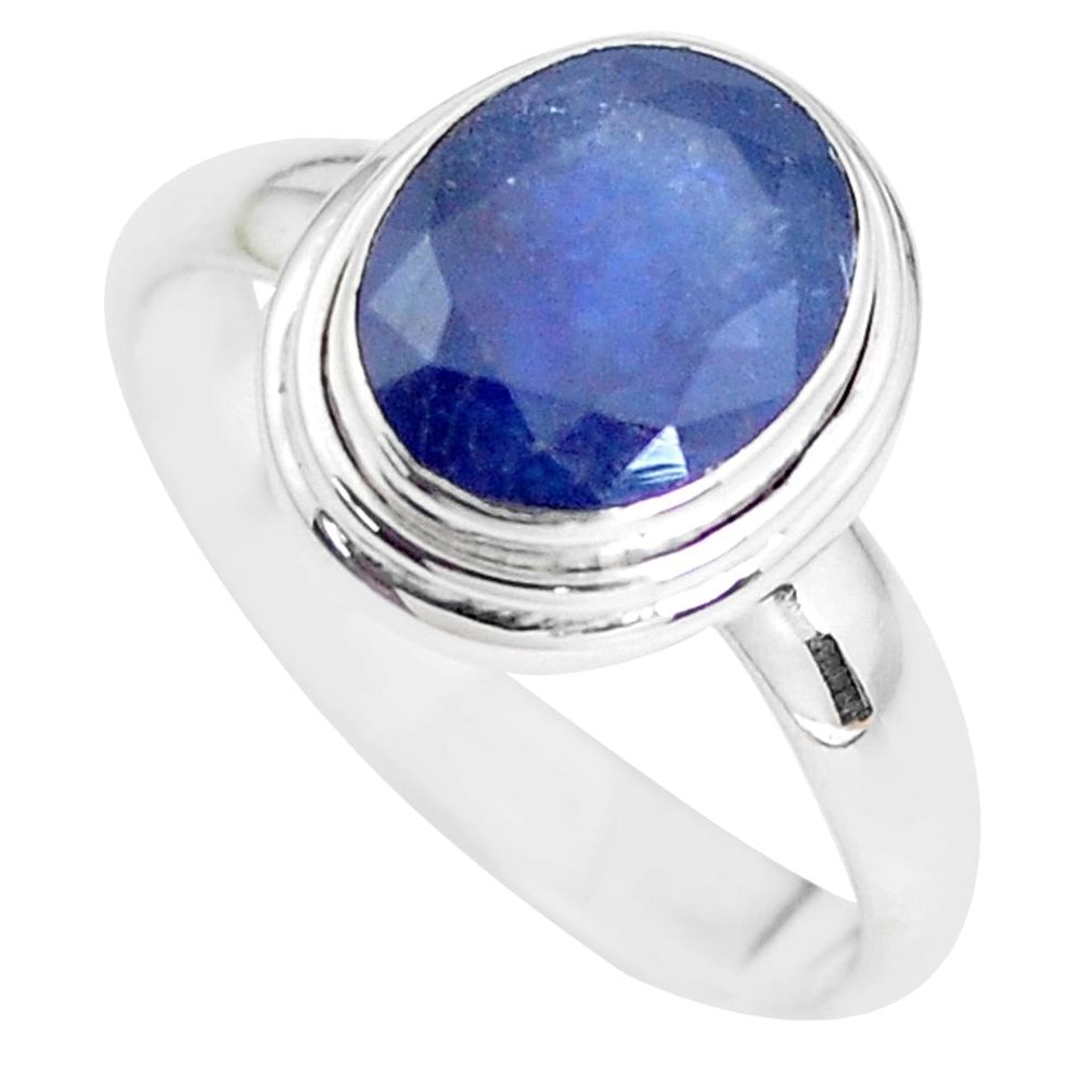 4.27cts natural blue sapphire 925 sterling silver ring jewelry size 8 p45045