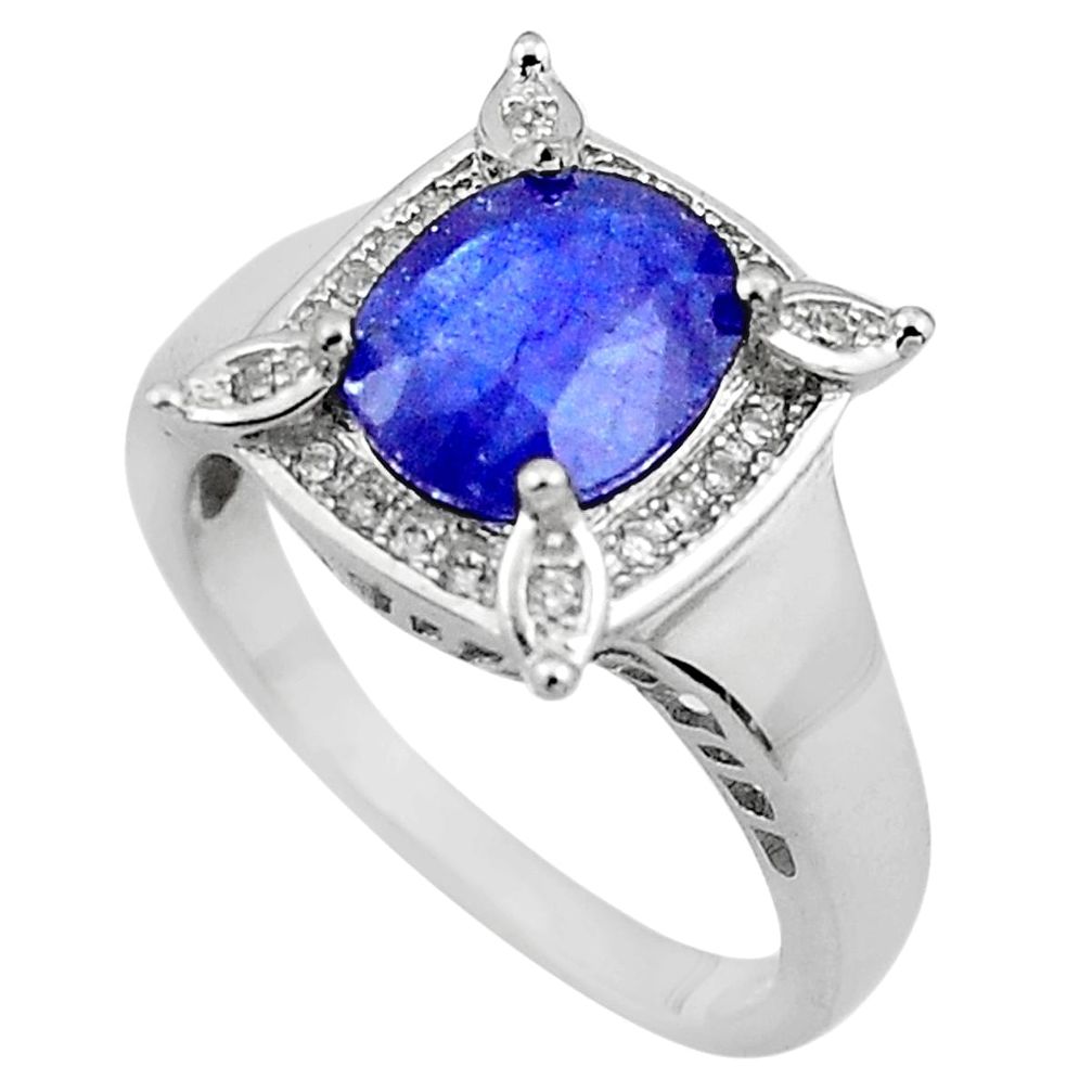 4.82cts natural blue sapphire topaz 925 sterling silver ring size 6 c4030