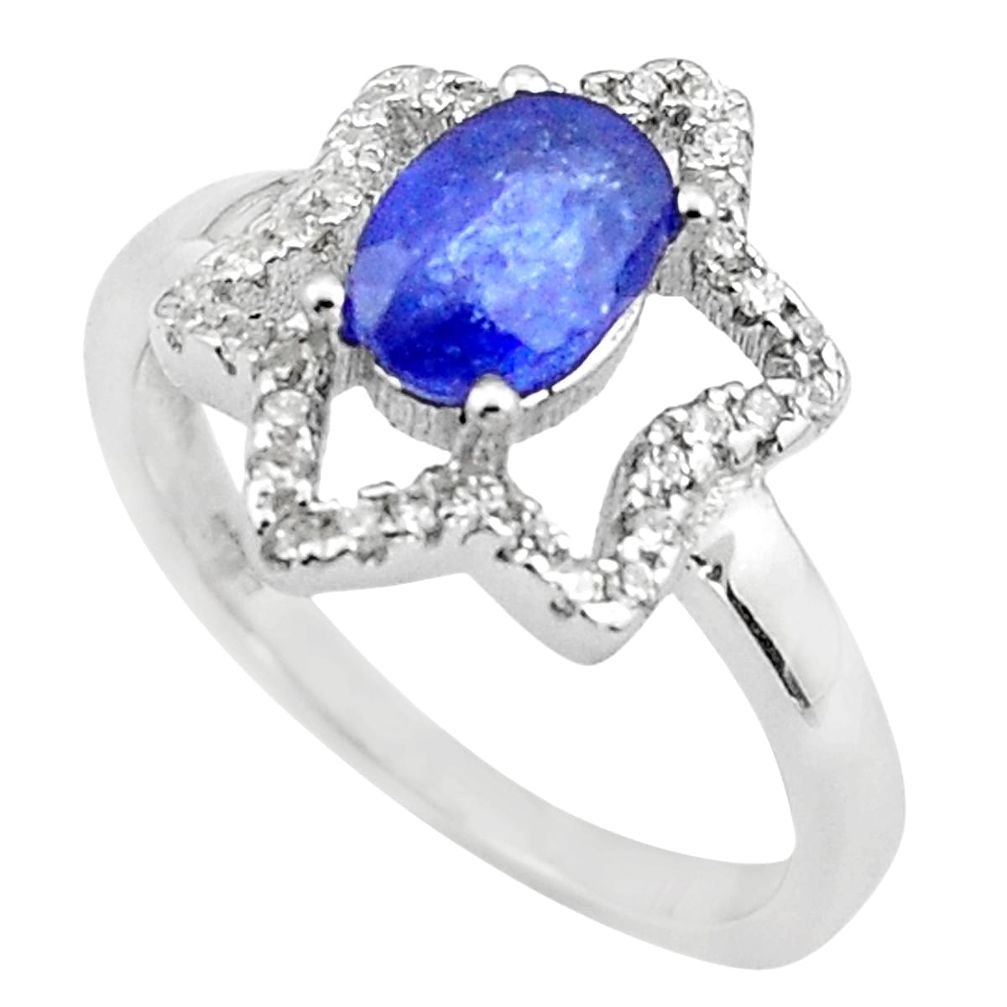 3.05cts natural blue sapphire topaz 925 sterling silver ring size 5.5 c4040