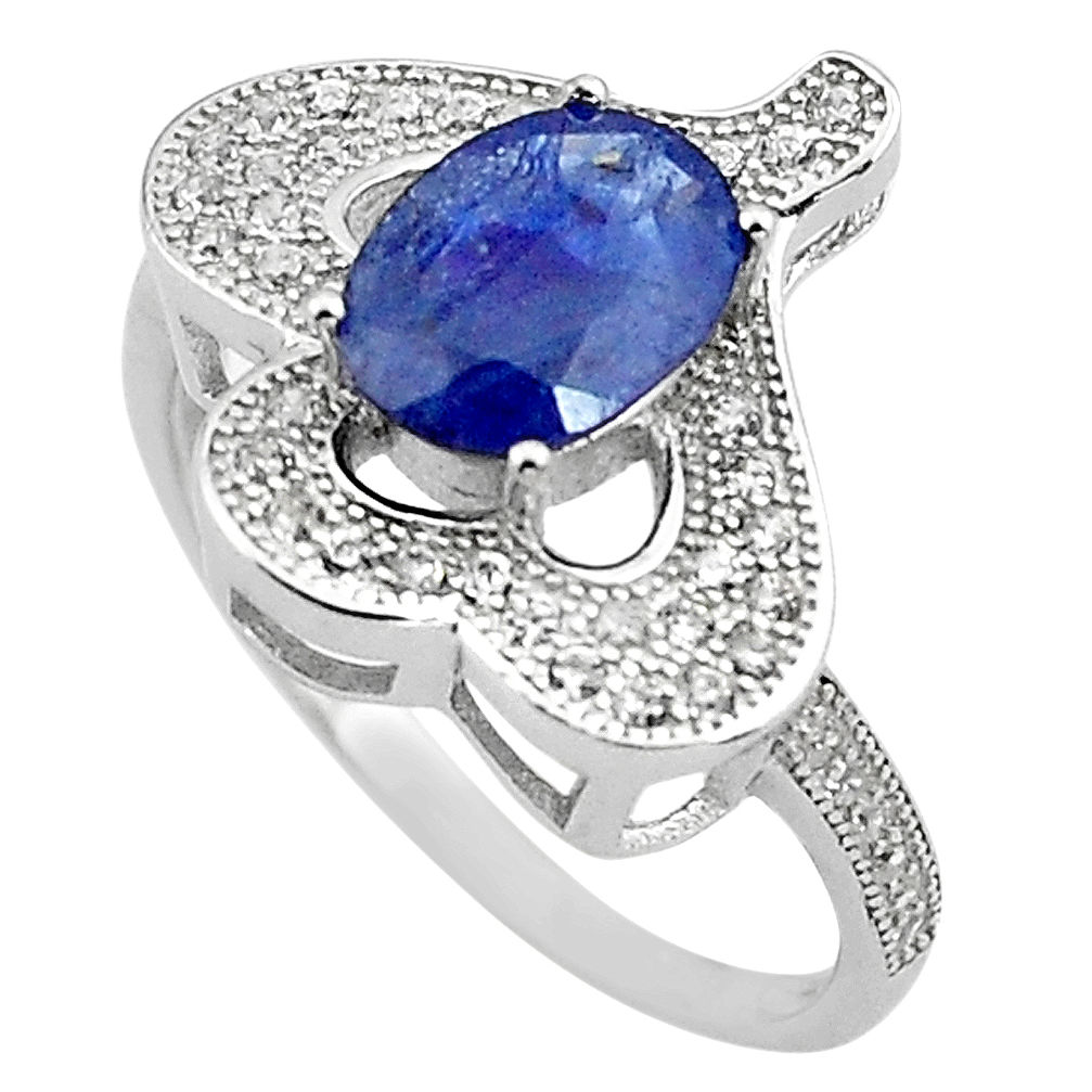 3.59cts natural blue sapphire topaz 925 sterling silver ring size 6.5 c4041