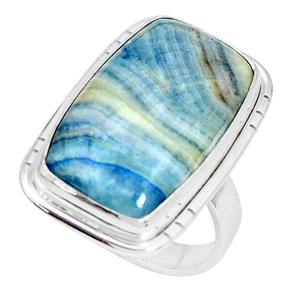 Natural blue scheelite (lapis lace onyx) 925 silver solitaire ring size 7 p33248