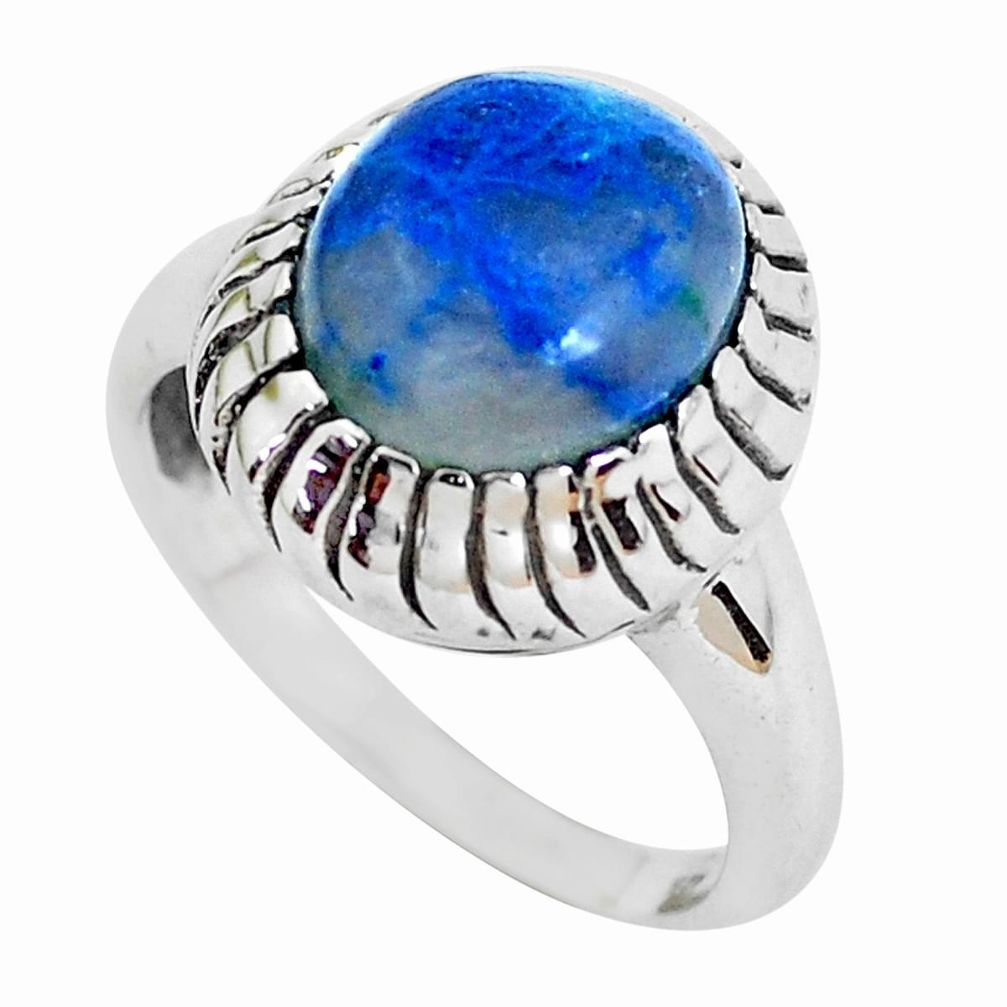 5.30cts natural blue shattuckite 925 silver solitaire ring jewelry size 9 d31299