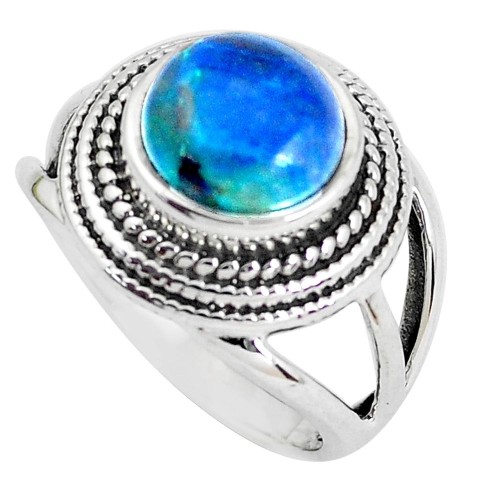 5.83cts natural blue shattuckite 925 silver solitaire ring jewelry size 8 d31305