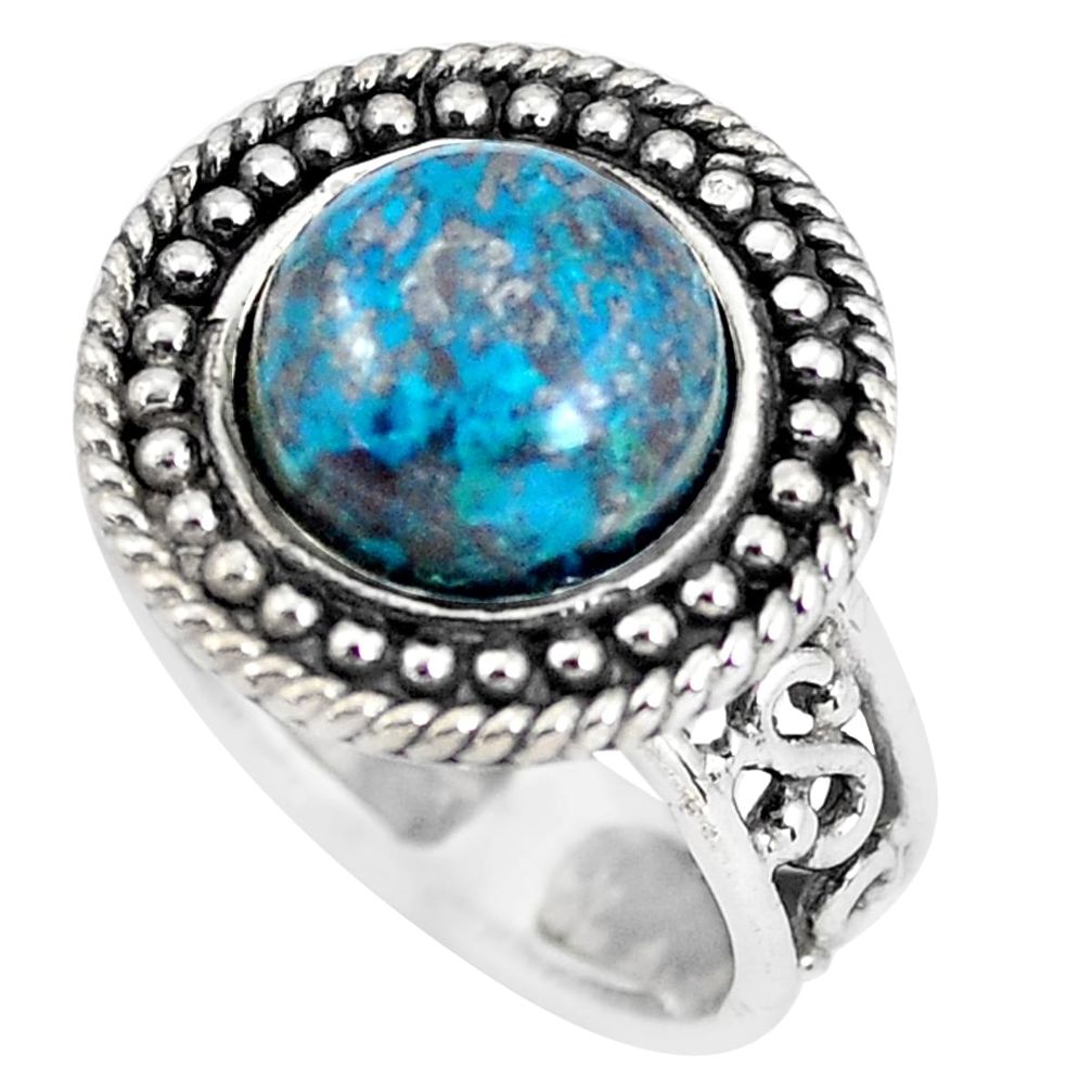 5.35cts natural blue shattuckite 925 silver solitaire ring jewelry size 6 p56014