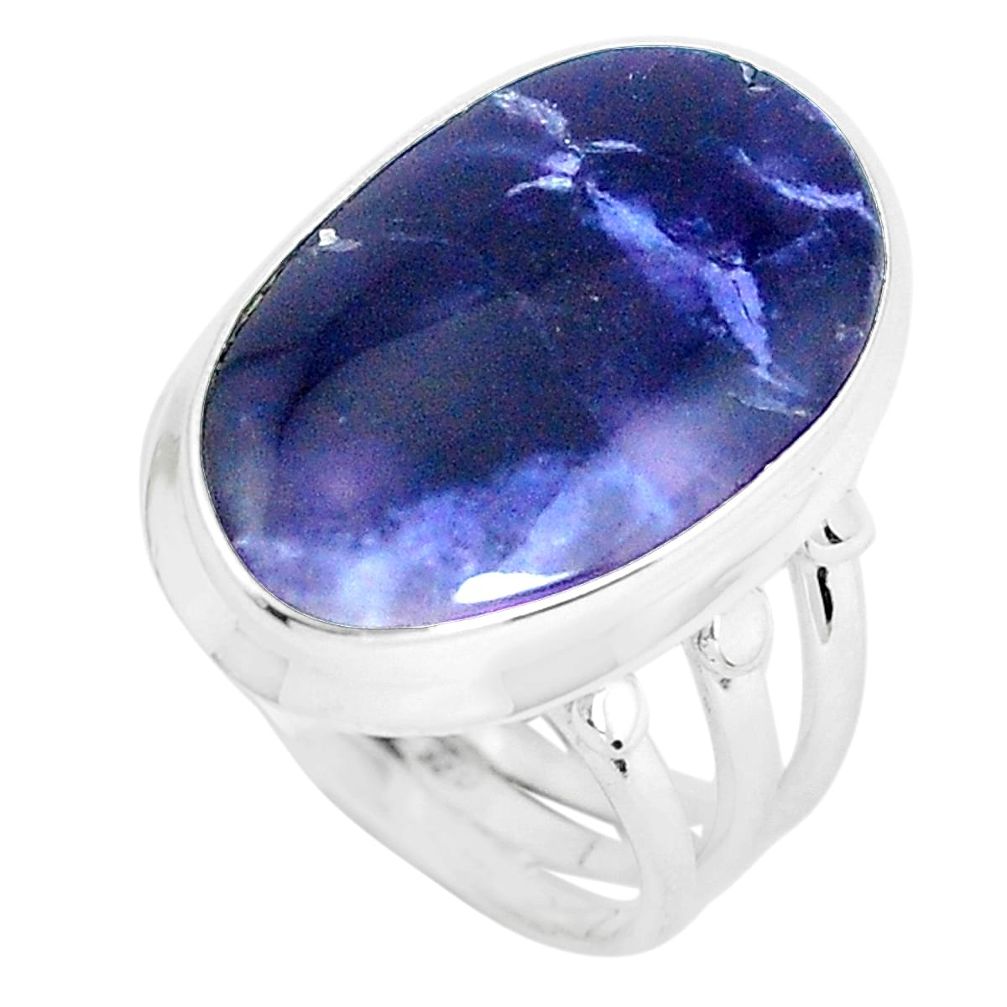 13.24cts natural blue sodalite 925 silver solitaire ring jewelry size 7 d31396