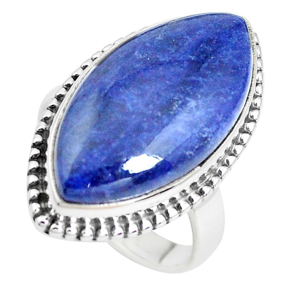 17.13cts natural blue sodalite 925 silver solitaire ring jewelry size 8.5 p38782