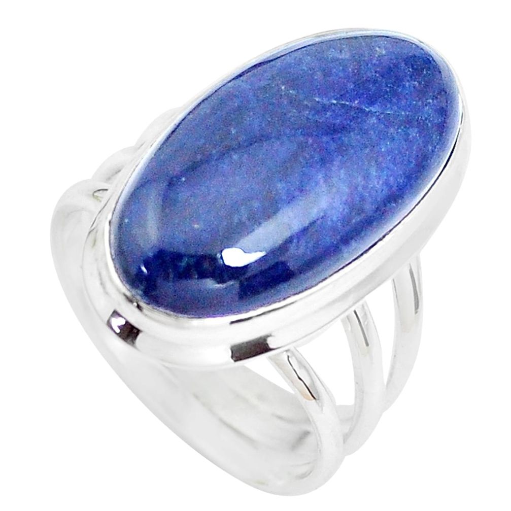 15.97cts natural blue sodalite 925 silver solitaire ring jewelry size 7.5 p38784