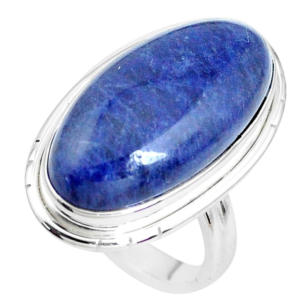 16.15cts natural blue sodalite 925 silver solitaire ring jewelry size 6.5 p38788