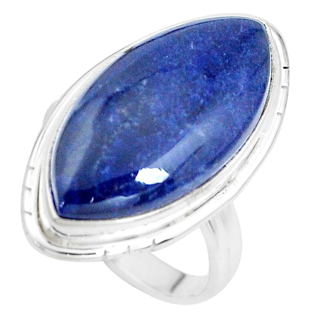 18.15cts natural blue sodalite 925 silver solitaire ring jewelry size 9 p38790