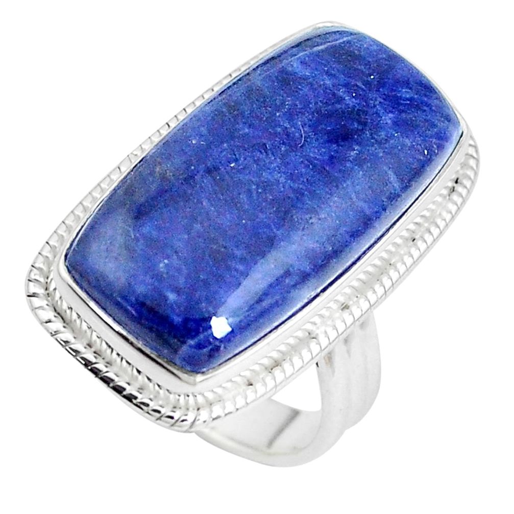 17.18cts natural blue sodalite 925 silver solitaire ring jewelry size 6.5 p38791