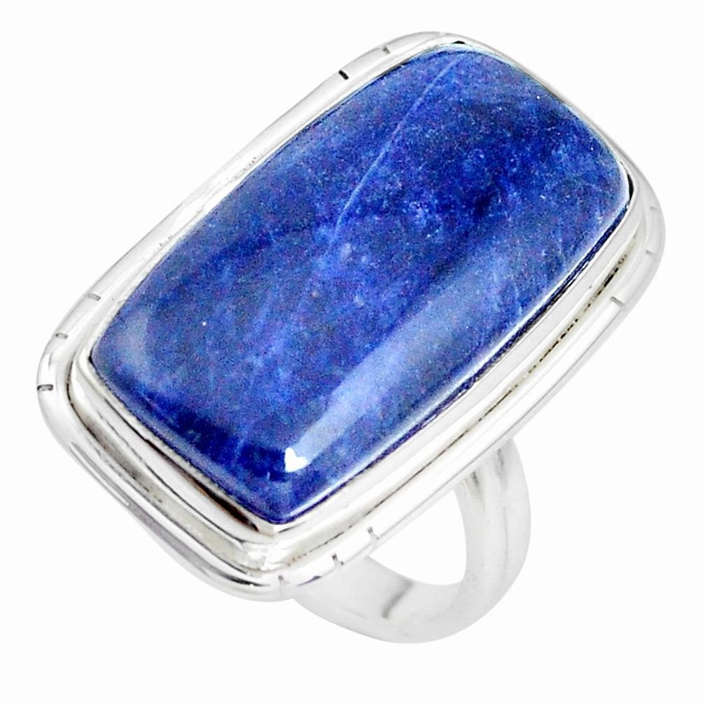 17.69cts natural blue sodalite 925 silver solitaire ring jewelry size 7.5 p38792