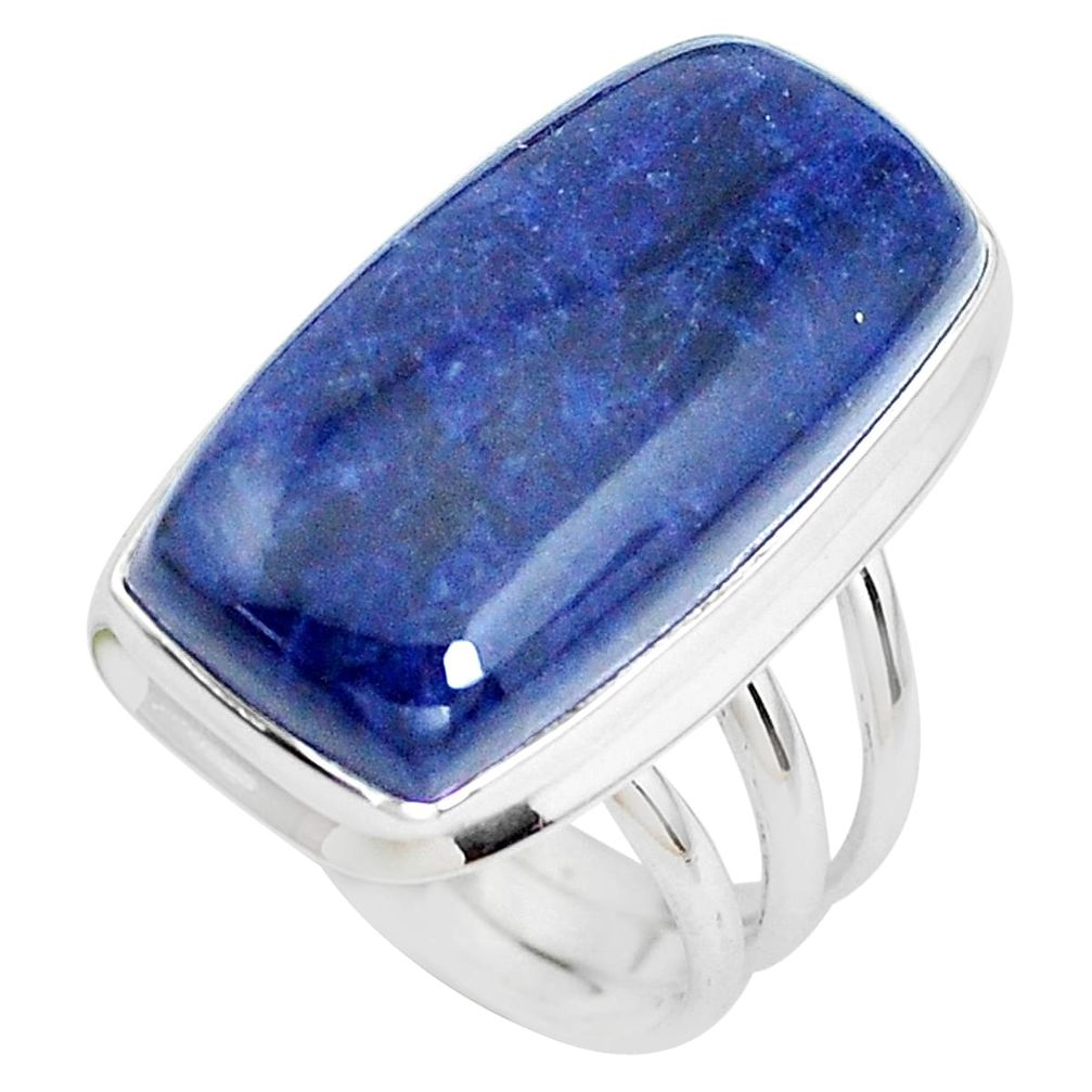 19.00cts natural blue sodalite 925 silver solitaire ring jewelry size 7.5 p38794