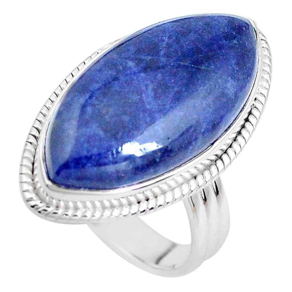 18.15cts natural blue sodalite 925 silver solitaire ring jewelry size 9 p38796