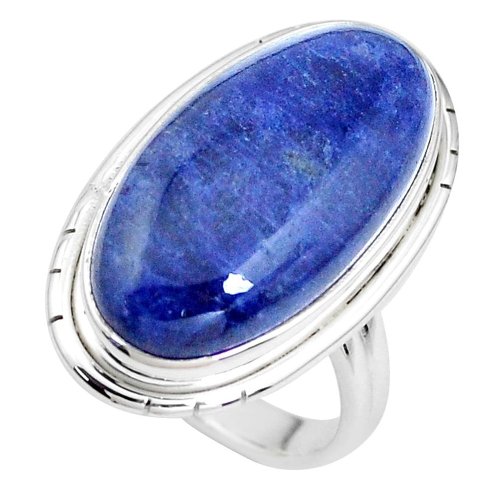 16.70cts natural blue sodalite 925 silver solitaire ring jewelry size 7 p38797