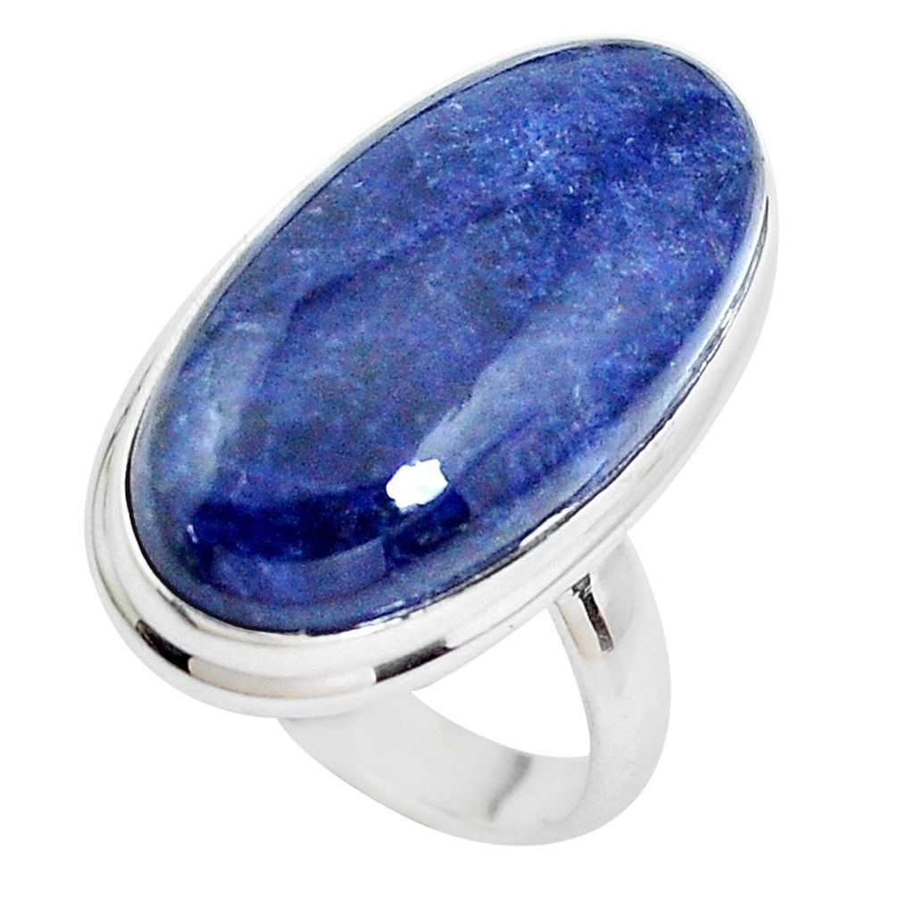 13.41cts natural blue sodalite 925 silver solitaire ring jewelry size 7 p38800