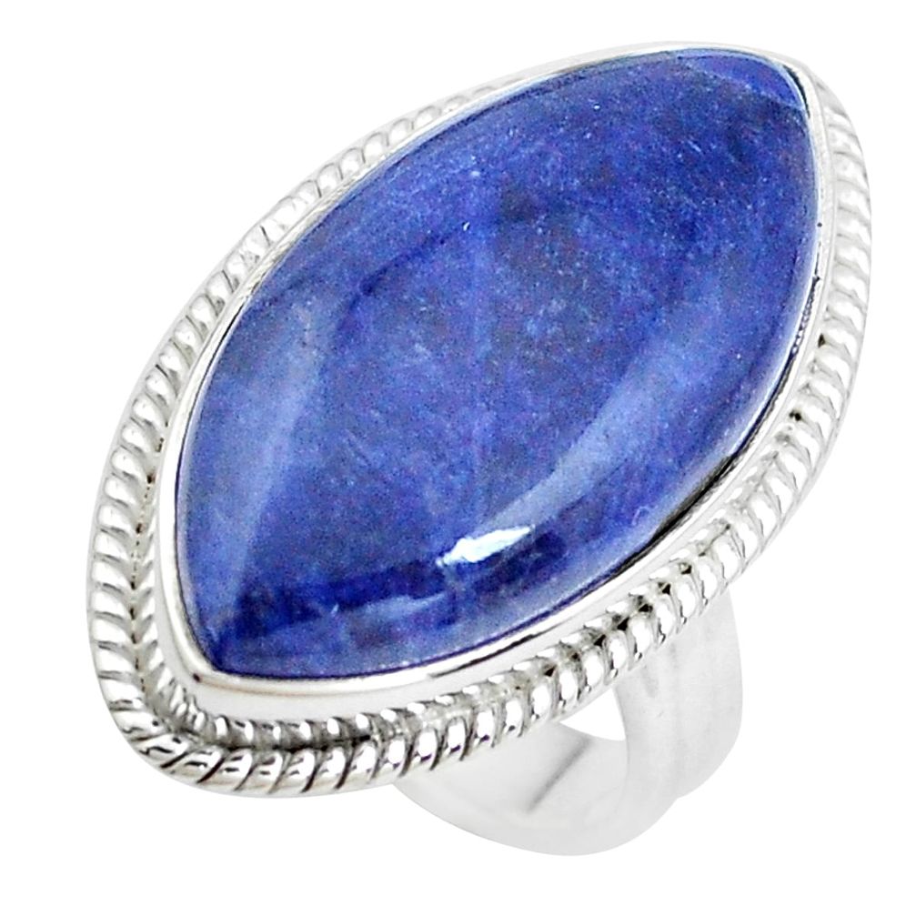16.17cts natural blue sodalite 925 silver solitaire ring jewelry size 6.5 p38839