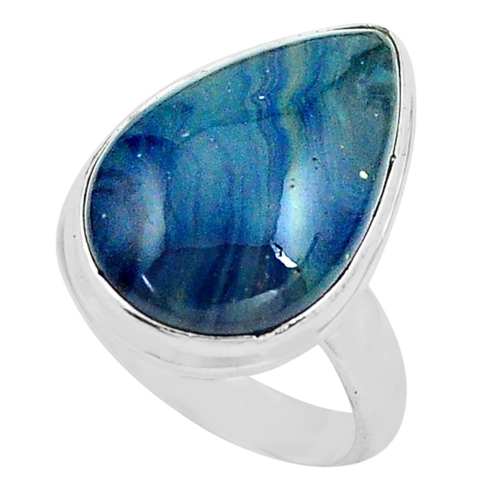 13.85cts natural blue swedish slag 925 silver solitaire ring size 7 p80729