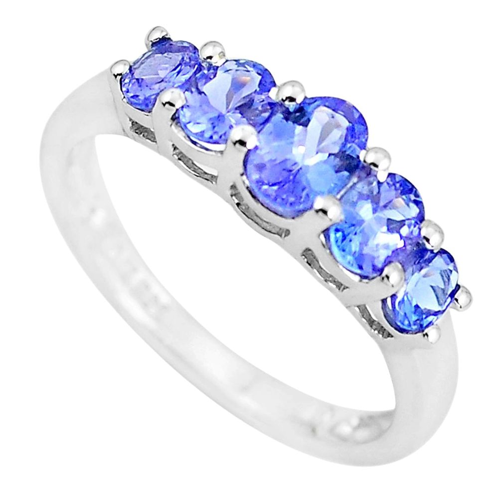 3.93cts natural blue tanzanite 925 sterling silver ring jewelry size 9 c3901