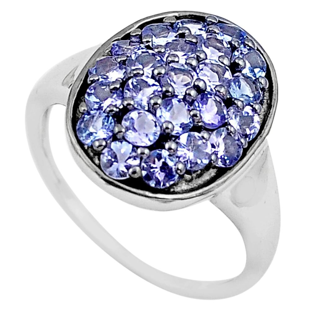 3.87cts natural blue tanzanite 925 sterling silver ring jewelry size 7.5 c4294