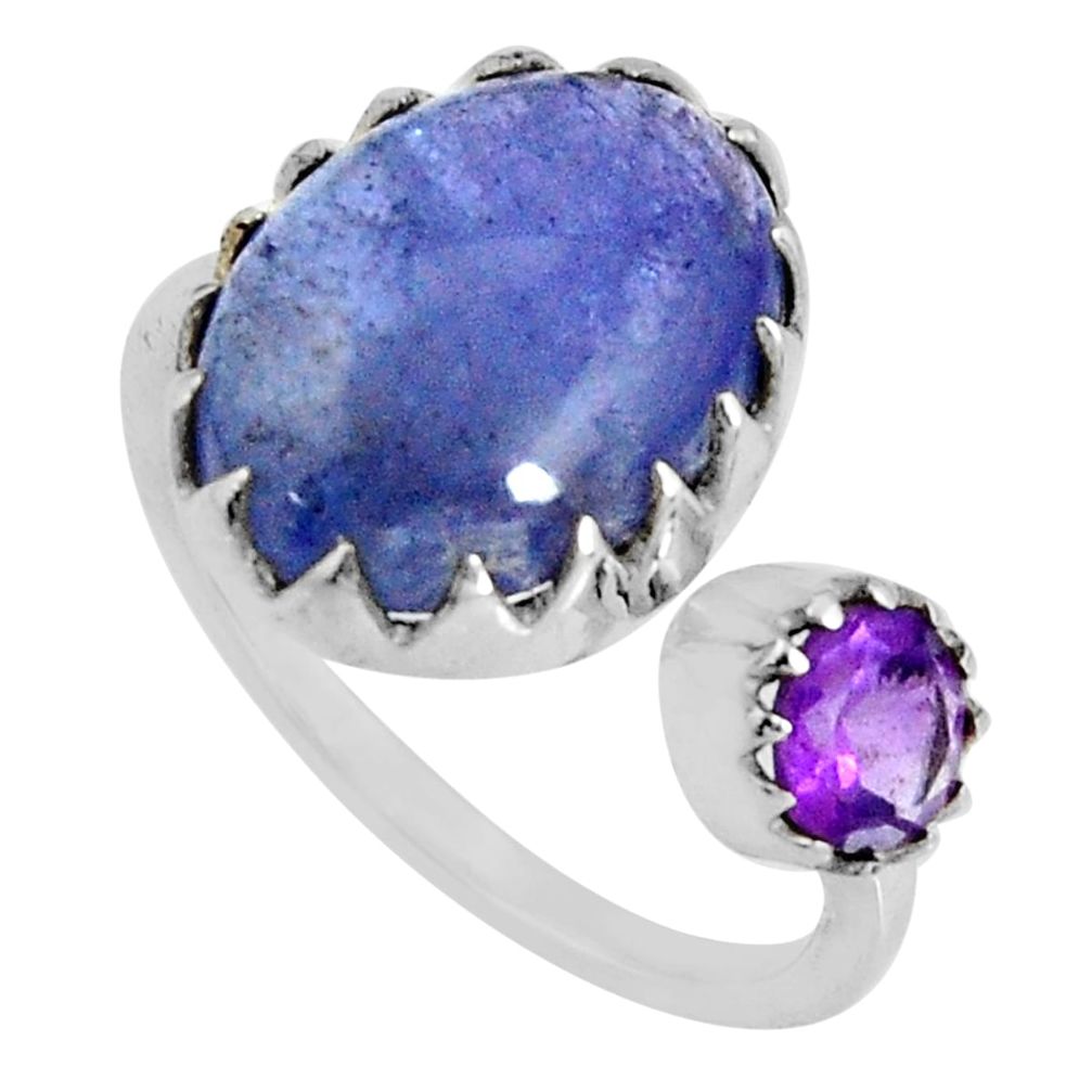 6.03cts natural blue tanzanite amethyst 925 silver adjustable ring size 8 d32616