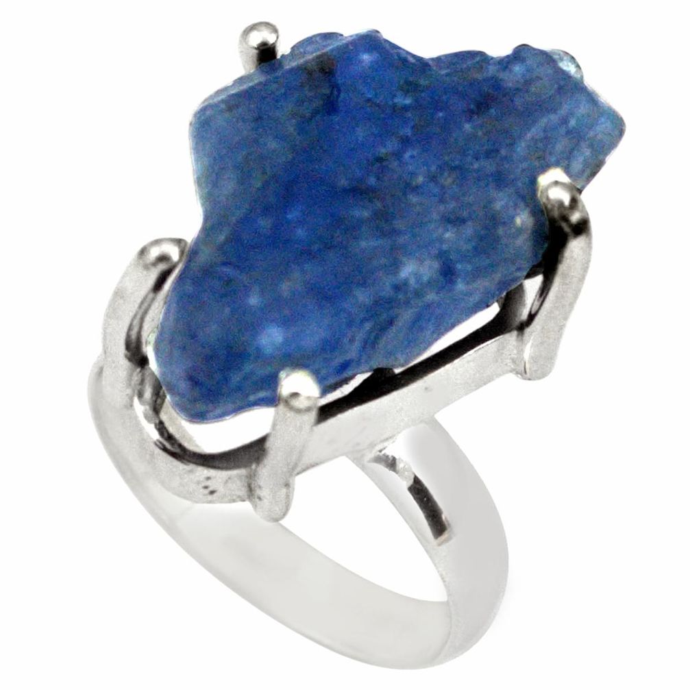 22.02cts natural blue tanzanite rough 925 silver solitaire ring size 8 p79783