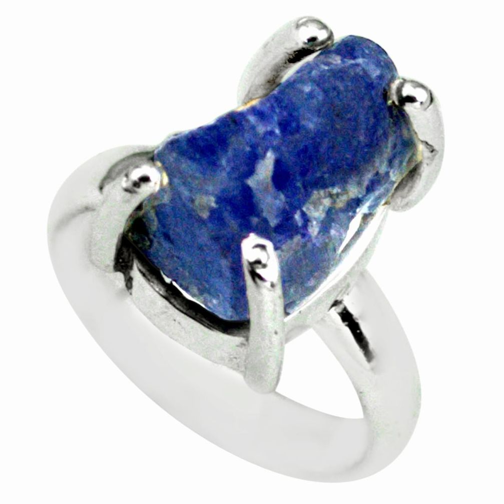 9.72cts natural blue tanzanite rough 925 silver solitaire ring size 7 p79791