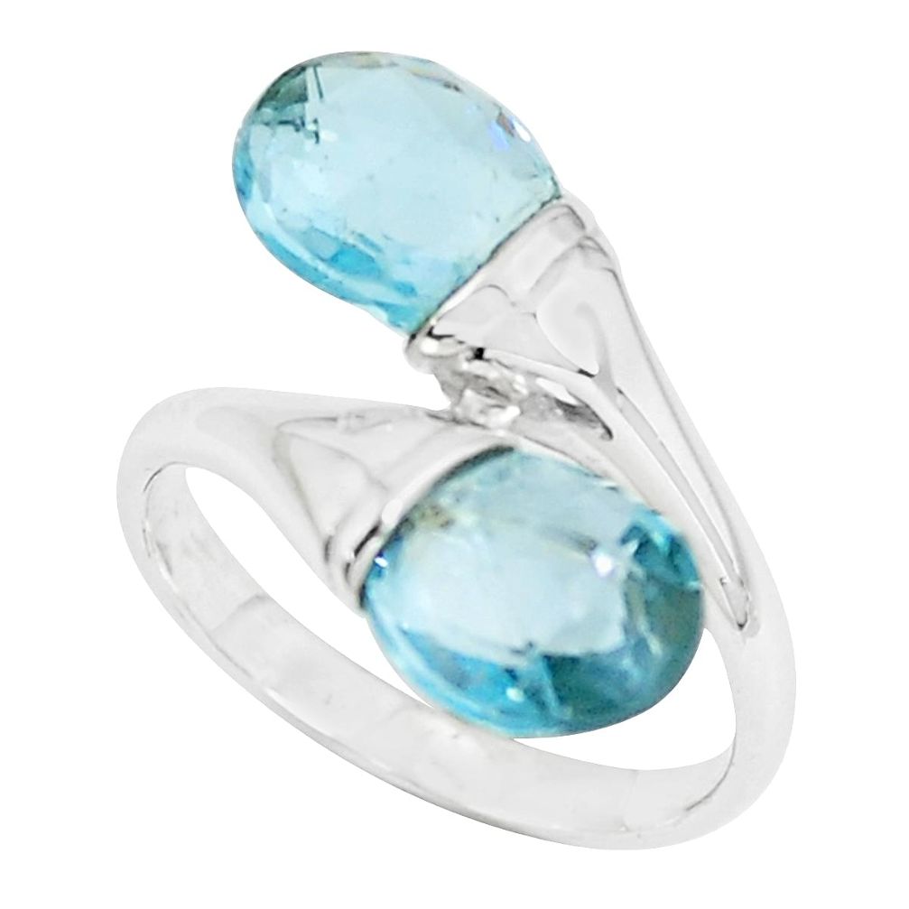 3.83cts natural blue topaz 925 sterling silver ring jewelry size 6 p62059