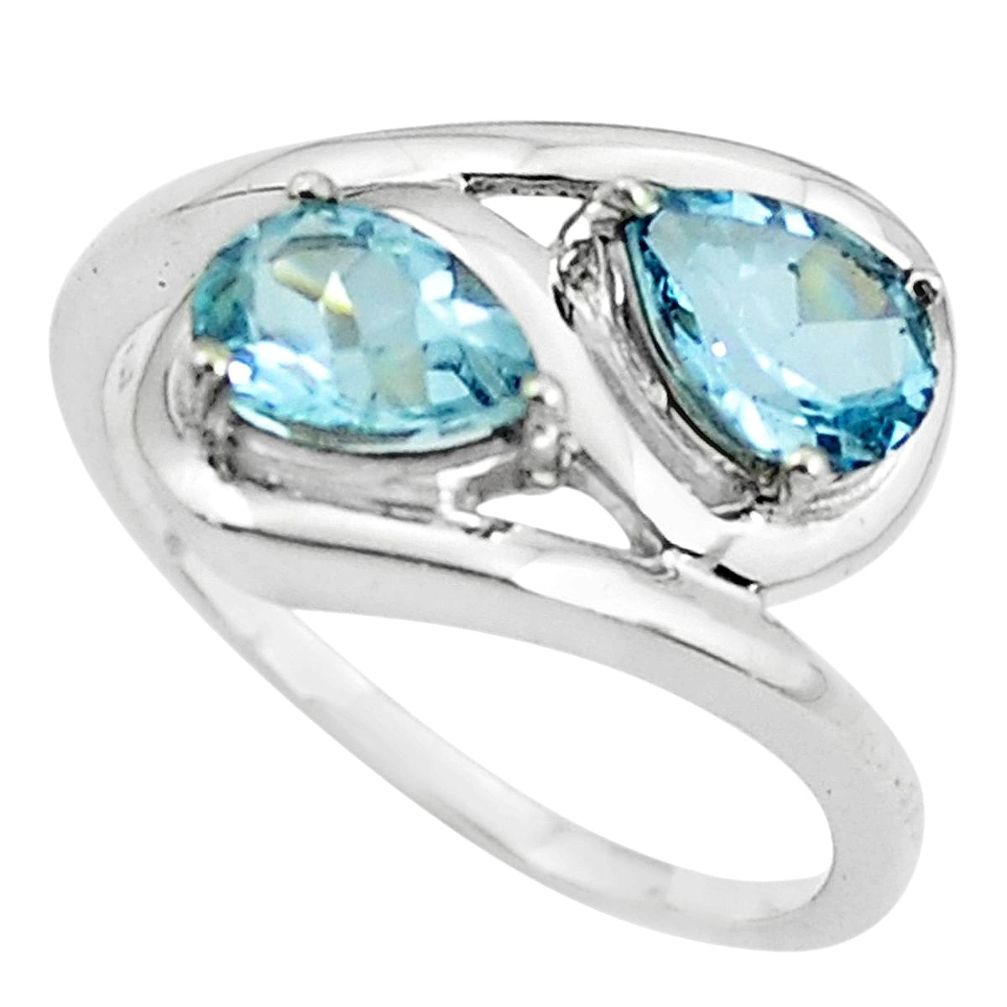 3.50cts natural blue topaz 925 sterling silver ring jewelry size 7.5 p62183