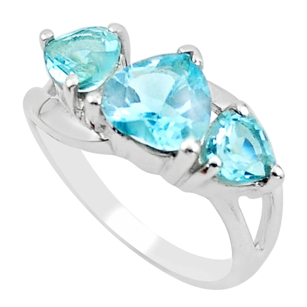 4.18cts natural blue topaz 925 sterling silver ring jewelry size 7.5 p62525