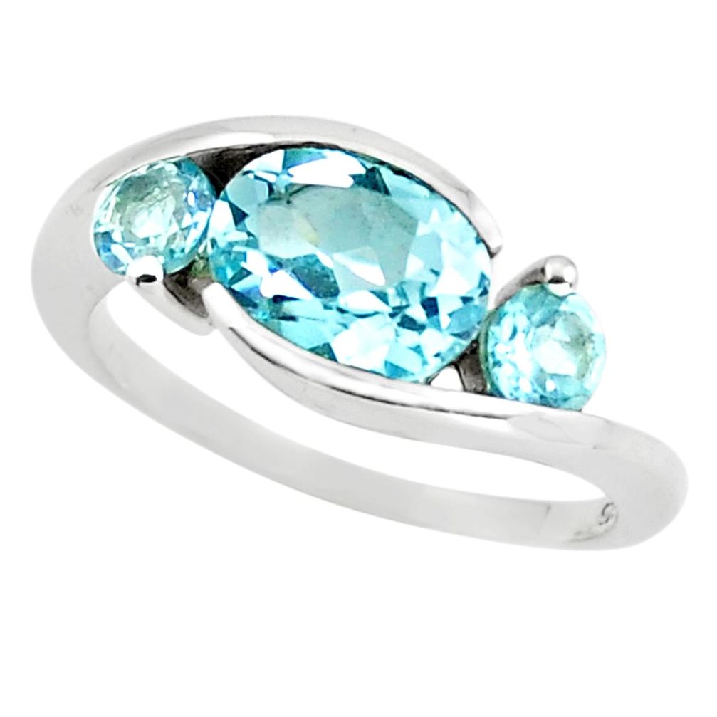4.07cts natural blue topaz 925 sterling silver ring jewelry size 6.5 p73057