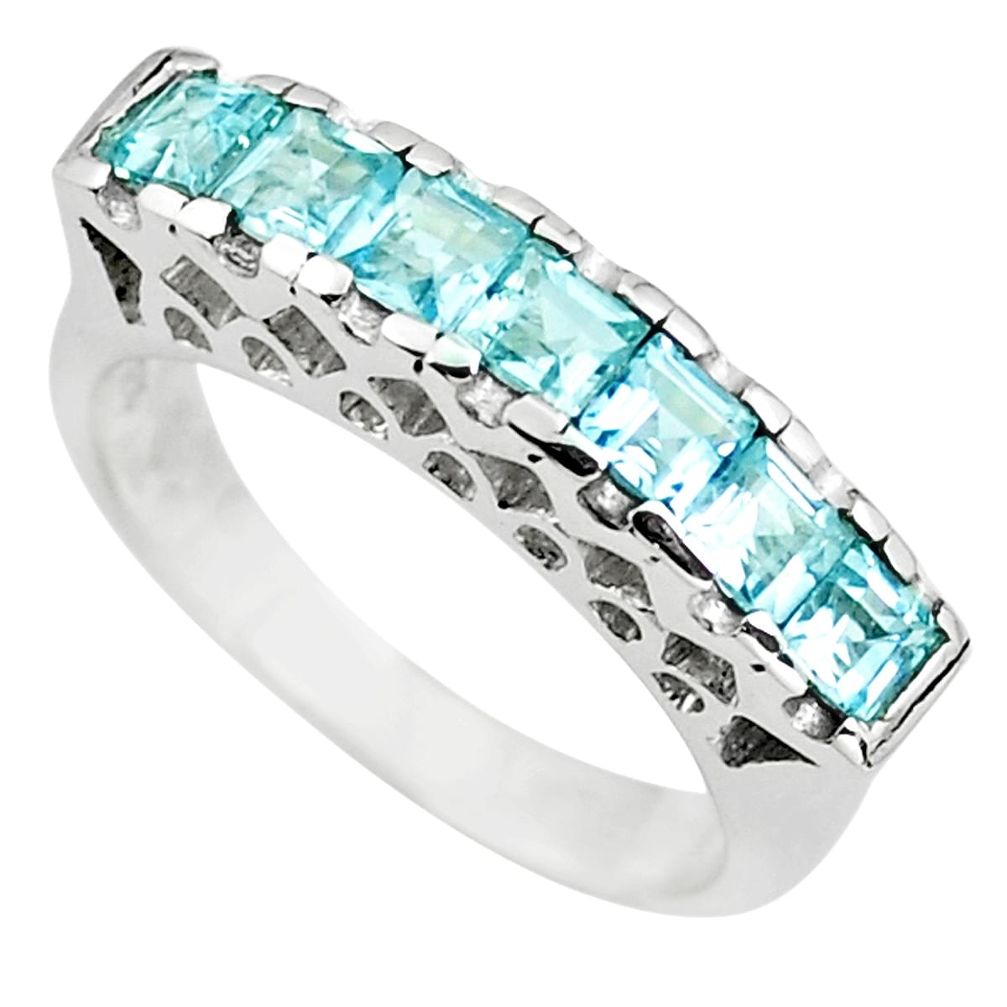 2.93cts natural blue topaz 925 sterling silver ring jewelry size 6.5 p73145