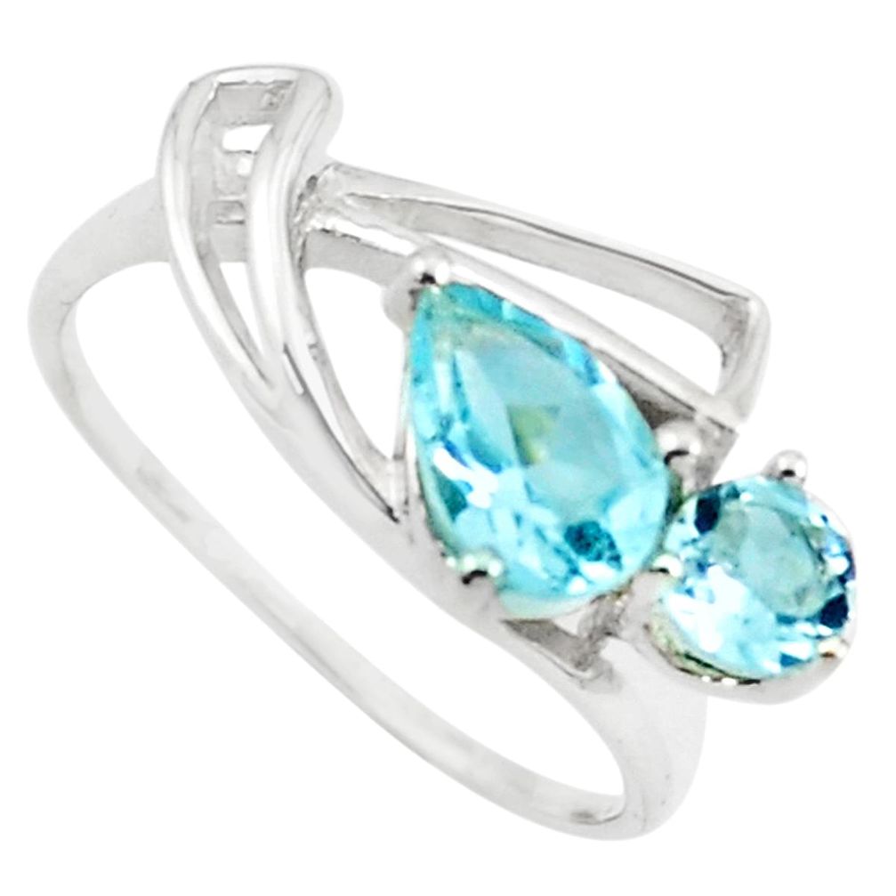 2.42cts natural blue topaz 925 sterling silver ring jewelry size 6 p73166