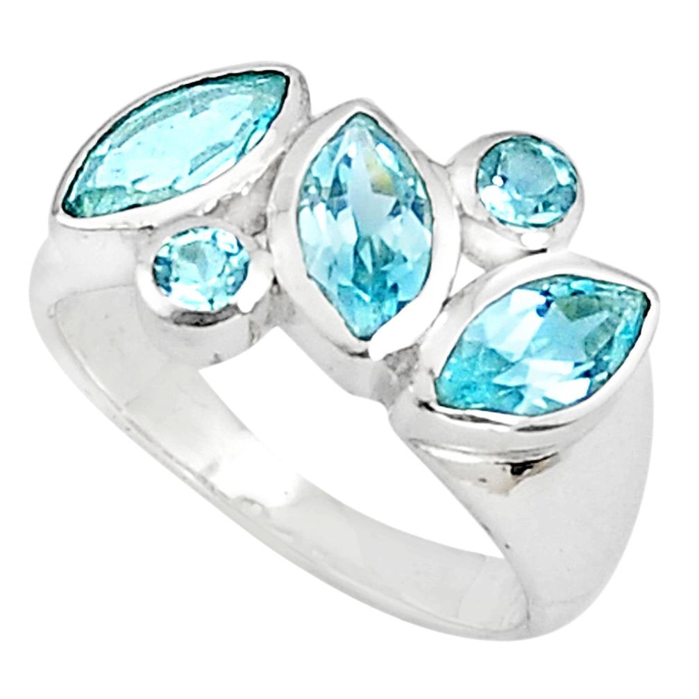 6.26cts natural blue topaz 925 sterling silver ring jewelry size 8.5 p81526