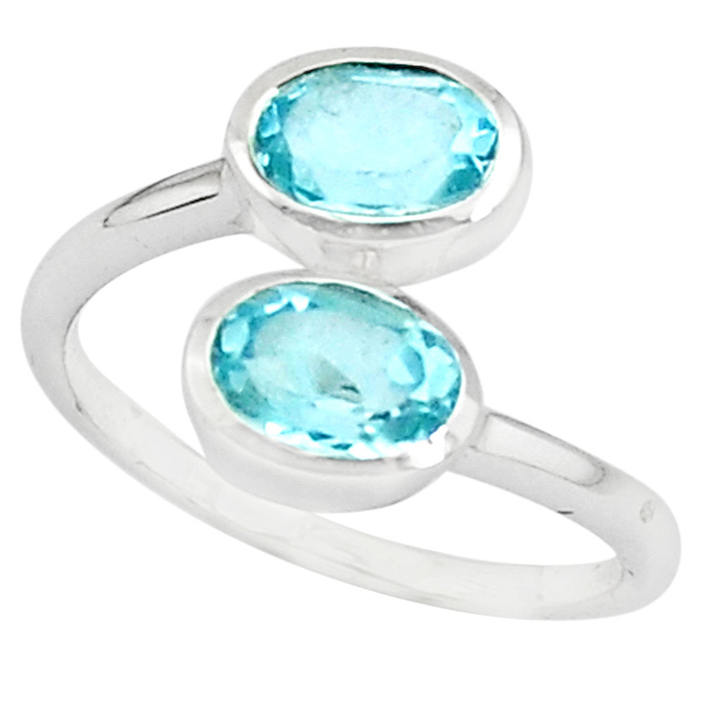 3.32cts natural blue topaz 925 sterling silver ring jewelry size 6.5 p81565