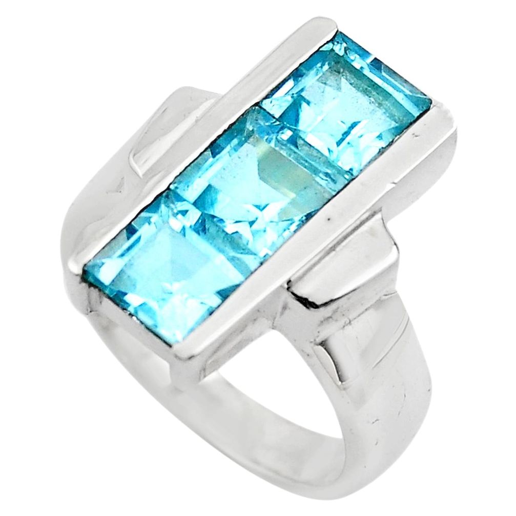 4.01cts natural blue topaz 925 sterling silver ring jewelry size 6 p83082