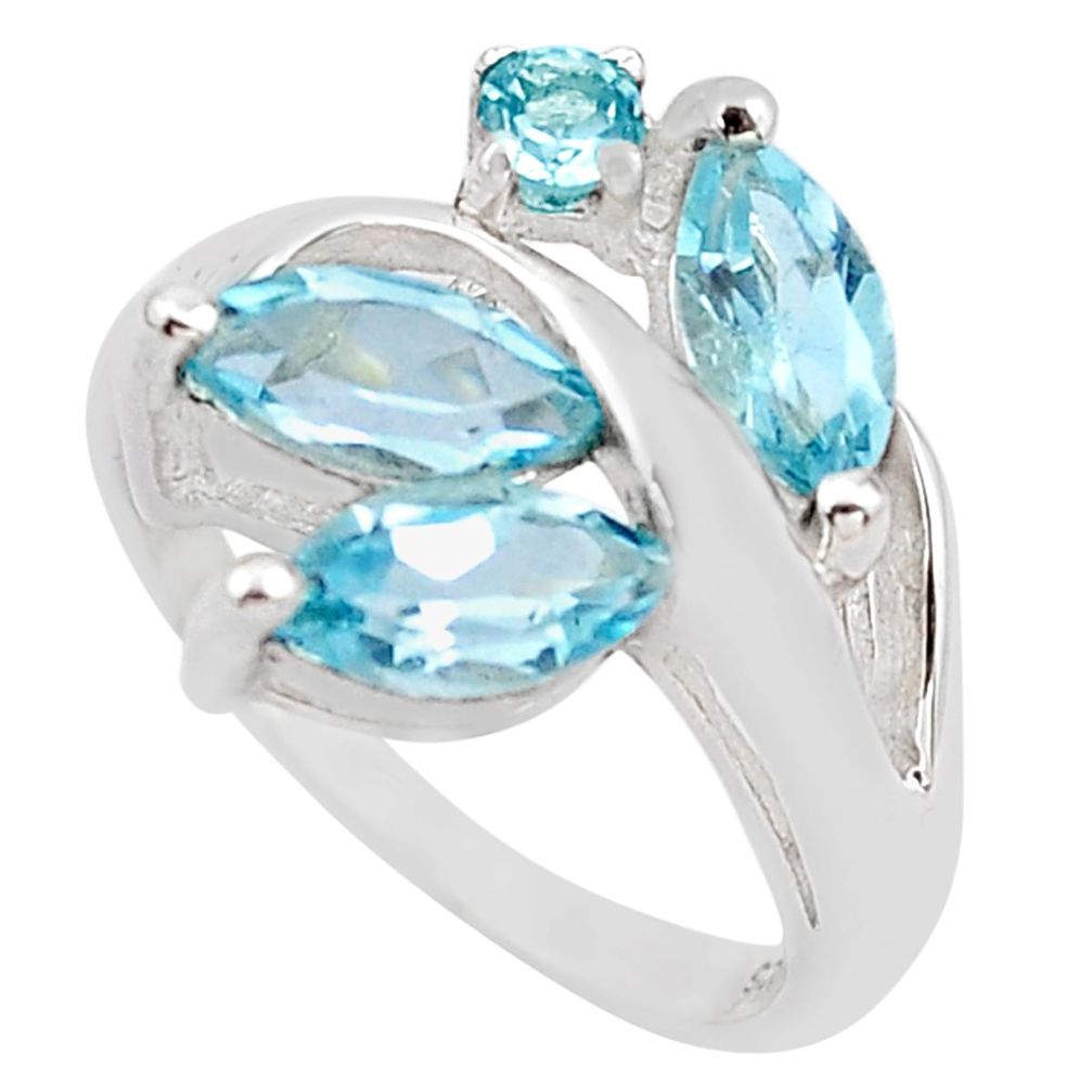 5.11cts natural blue topaz 925 sterling silver ring jewelry size 5.5 p83395