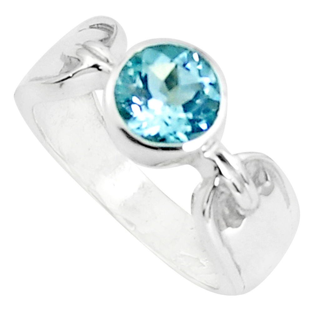 2.58cts natural blue topaz 925 sterling silver solitaire ring size 6.5 p37041