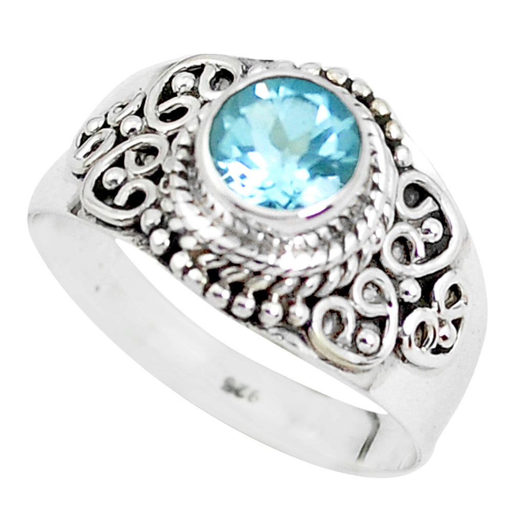 1.21cts natural blue topaz 925 sterling silver solitaire ring size 8 p51317