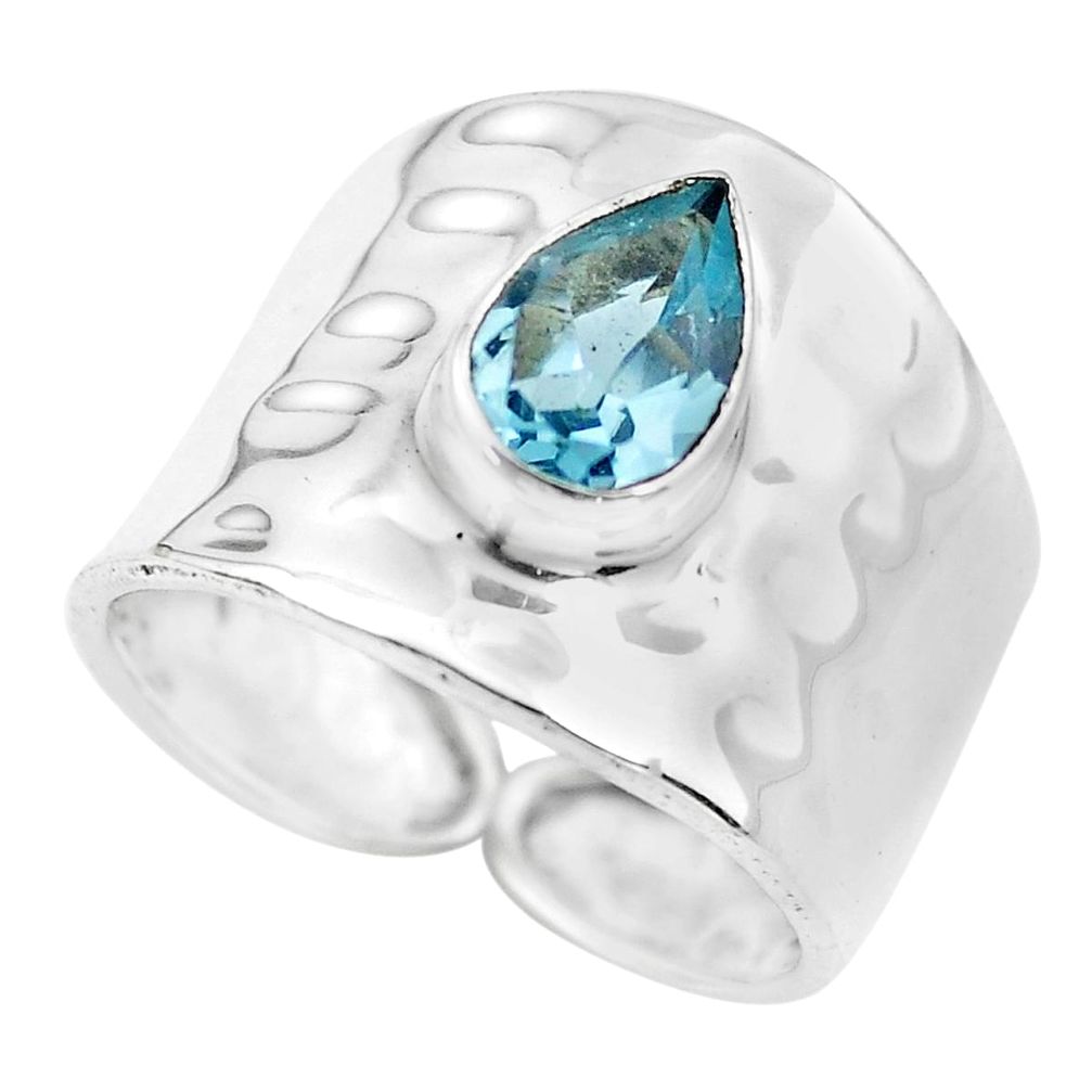 2.03cts natural blue topaz 925 sterling silver solitaire ring size 6.5 p61736